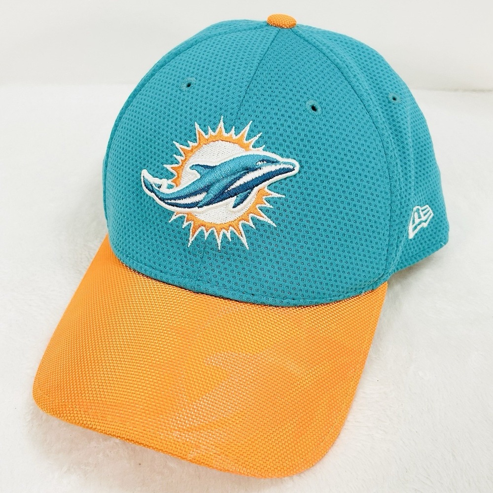 New Era Miami Dolphins 2-Tone 39THIRTY Stretch Flex Hat Cap S/M Turquoise‎ NFL